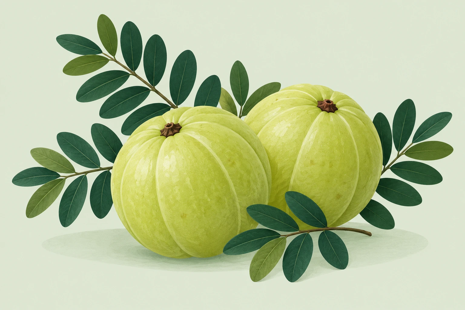 Botanical illustration of amla fruit